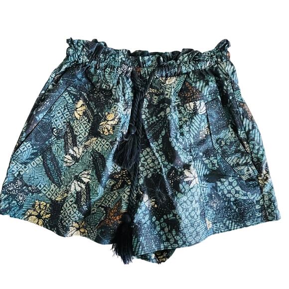Ulla Johnson Blue and Black Patterned Women Shorts - Picture 1 of 9